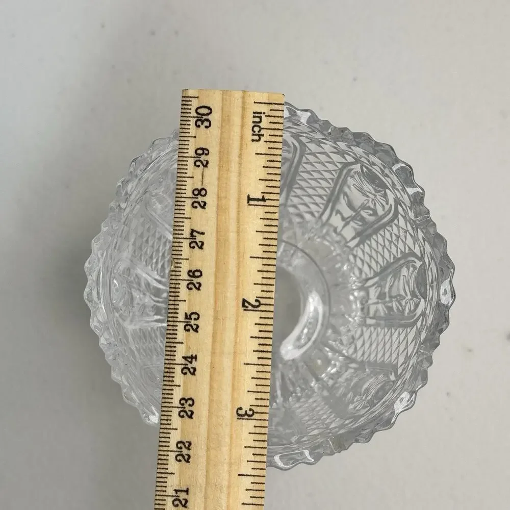 AVON Fostoria “Daisy & Diamond” Clear Glass Footed Candle Holder Candy Dish VTG